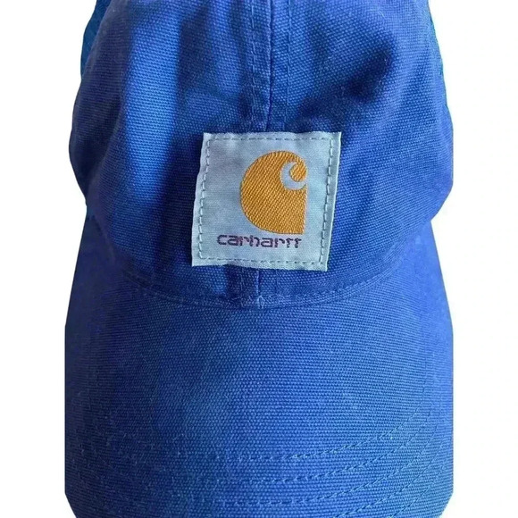 Carhartt Mesh Back Adjustable Snapback Hat Cap Blue Workwear One Size - Picture 2 of 8